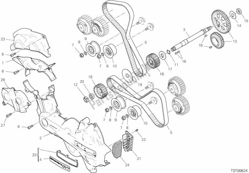 All parts for the Timing System of the Ducati Multistrada 1260 S Touring Brasil 2019